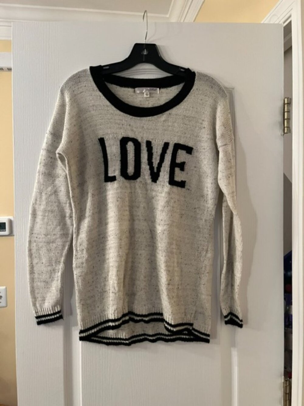 Say What? “LOVE” Speckled Knit Sweater – Size S